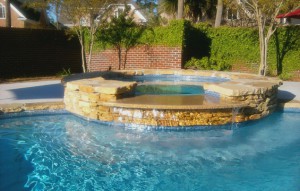 Raised Spa With Orchard Stone Surround And Spillover Columbia SC – The ...