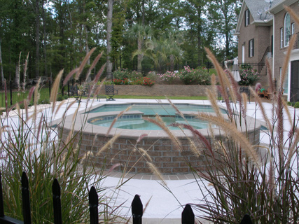 Spa with Raised Brick Surround, Custom Pool, Inground Pools, Spas, Swimming Pools, The Clearwater Company, Columbia, SC