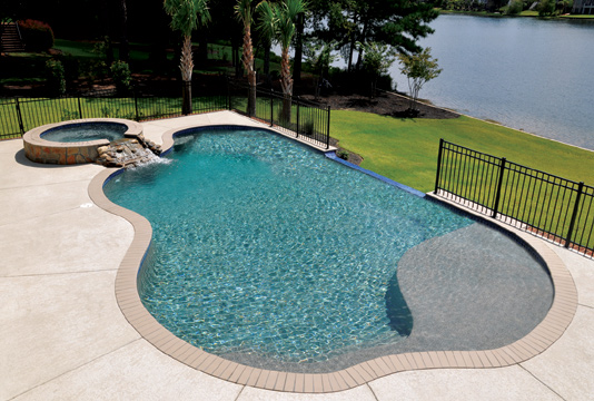 Negative-Edge Pool with Spa, Custom Pool, Inground Pools, Spas, Swimming Pools, The Clearwater Company, Columbia, SC