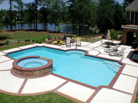 In-Ground Gunite Pool-with-Spa, Custom Pool, Inground Pools, Spas, Swimming Pools, The Clearwater Company, Columbia, SC