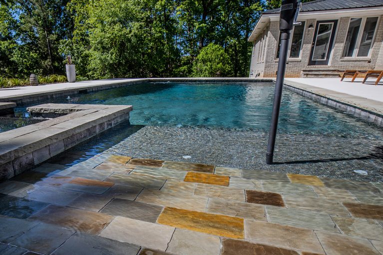 Beach Entry Rectangle Pool Spa, Custom Pool, Inground Pools, Spas, Swimming Pools, The Clearwater Company, Columbia, SC