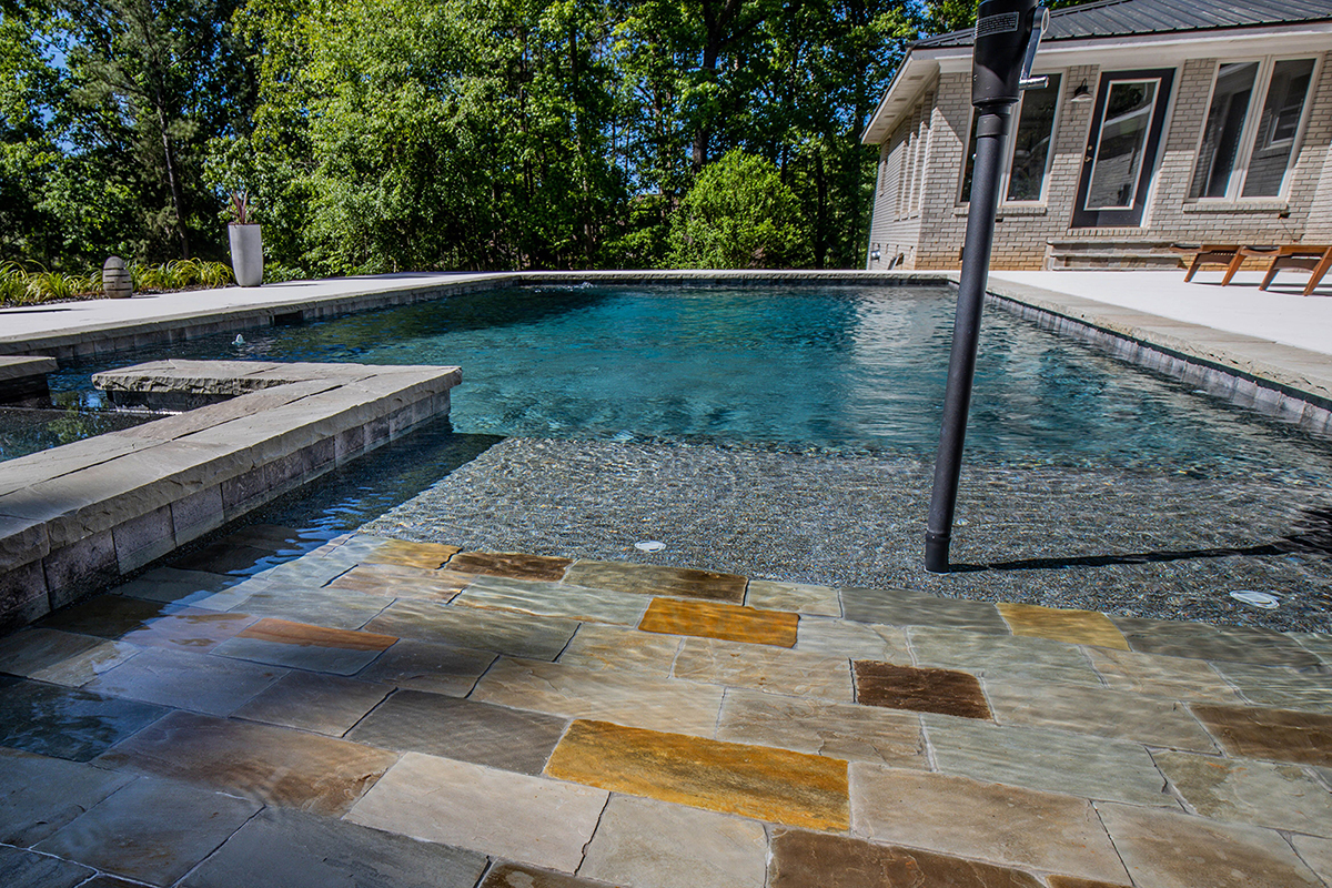 Beach Entry Rectangle Pool Spa, Custom Pool, Inground Pools, Spas, Swimming Pools, The Clearwater Company, Columbia, SC
