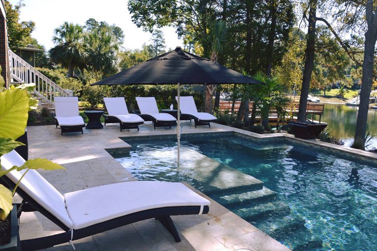 Umbrella Lakeside Pool and Spa, Custom Pool, Inground Pools, Spas, Swimming Pools, The Clearwater Company, Columbia, SC
