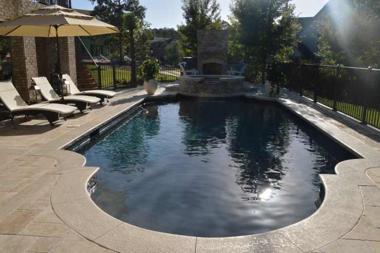 Roman Style Pool & Spa with Fireplace, Custom Pool, Inground Pools, Spas, Swimming Pools, The Clearwater Company, Columbia, SC