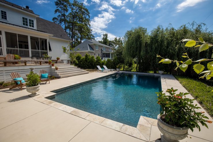 Travertine Coping Pool, Custom Pool, Inground Pools, Spas, Swimming Pools, The Clearwater Company, Columbia, SC